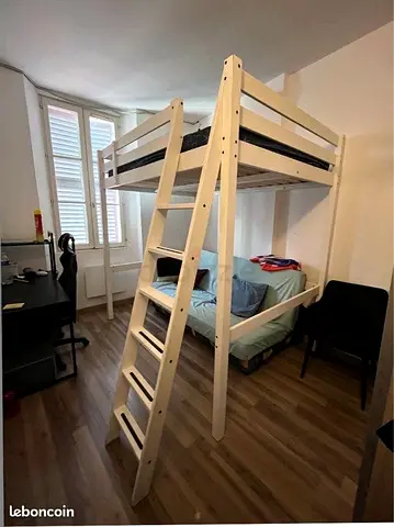 IKEA Queen size White wooden loft bed with ladder - good condition with free home delivery