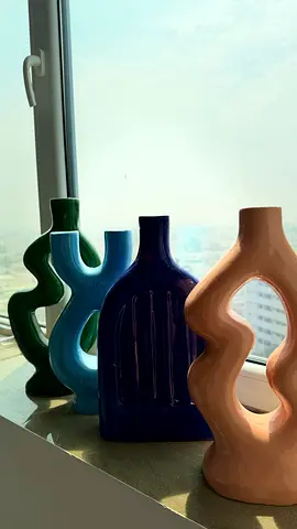 Set of 4 Decorative Ceramic Vases — Modern Abstract Shapes