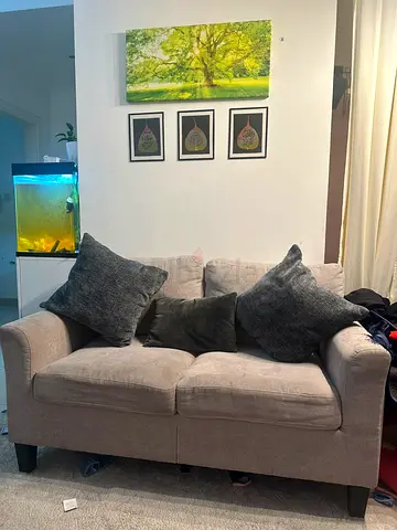 PANHOME 2-seater fabric sofa in grey