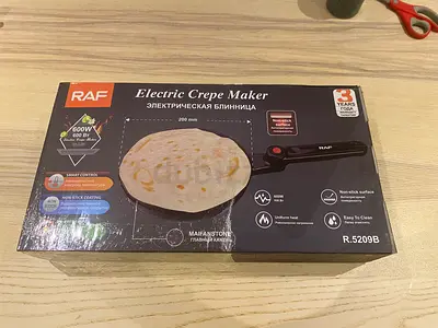 RAF Electric Crepe/Roti Maker 600W - 20cm Non-stick Pancake Griddle (R.5209B)