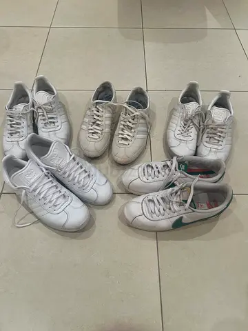 Lot of 4 white sneakers — uk 9sizes, used, clean condition