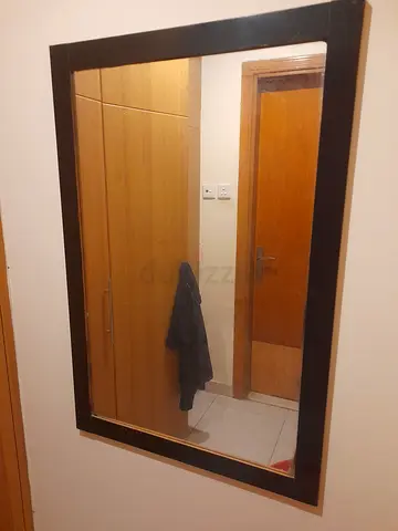 Rectangular Wall Mirror with Black Wooden Frame