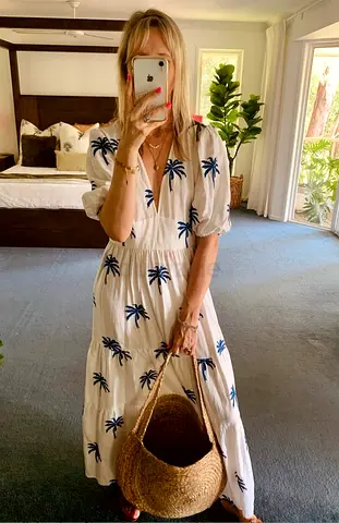 Zara Palm Tree Embroidered Midi Dress