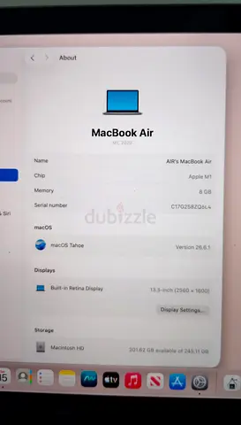 Apple MacBook Air 13-inch M1, 8GB RAM, macOS Ventura