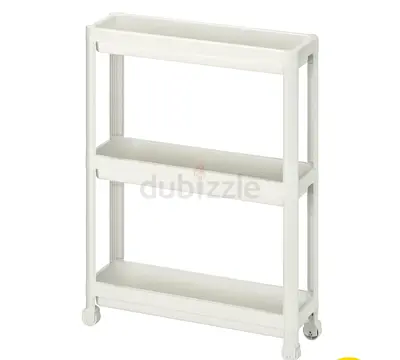 Slim 3-Tier Rolling Storage Trolley - White IKEA