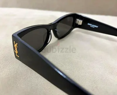 Yves SLt Black Rectangular Sunglasses with Gold Logo