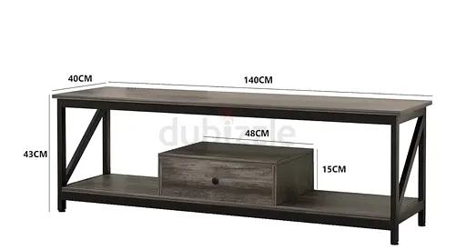 Modern TV Stand / Entertainment Unit – Dark Wood  Metal – AED 200