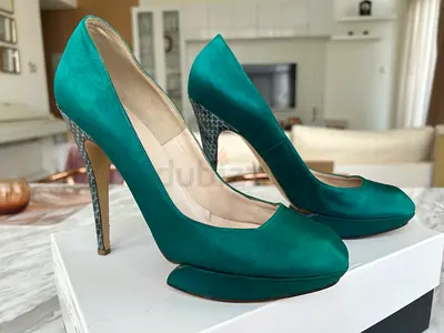 Nicholas Kirkwood green satin shoes size 39 original