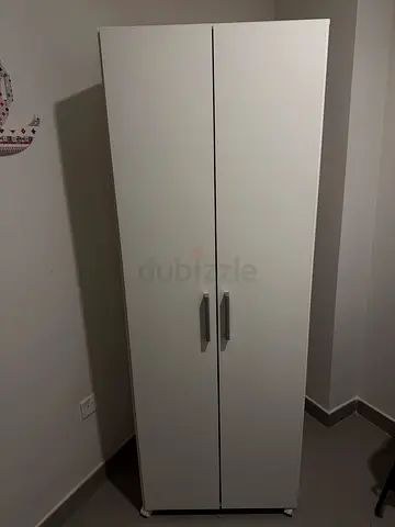 Tall White Storage Cabinet with Shelves