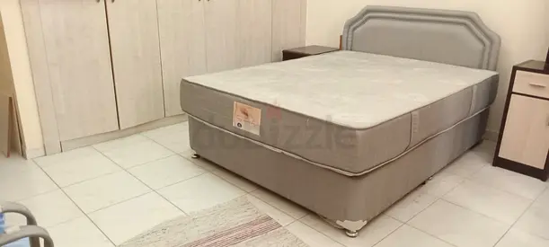Queen size bed frame with mattress and headboard - very good condition
