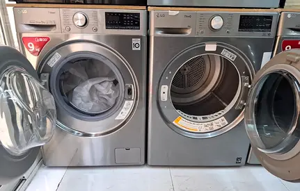 LG Front Load Washer and Dryer Set - Silver, Good Condition