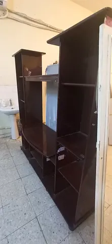 Wooden TV stand with side cabinet