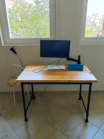 Solid Wood Top Computer Desk with Metal Legs - Pristine Condition. IKEA