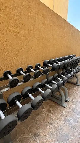 Set of Rubber Coated Dumbbells with Rack - Various Weights