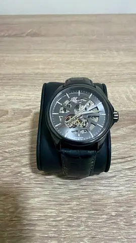 Men's KC Automatic Skeleton Watch with Black Leather Strap