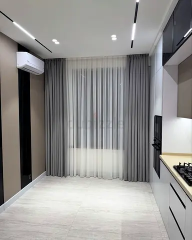 Grey Floor-to-Ceiling Curtains with Sheer Liner - Brand New