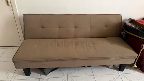 Beige 3-seater Sofa Bed / Futon - Good Condition