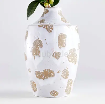 (MOVING OUT SALE, HALF PRICE FOR AED 249 ONLY) BRAND NEW Crate&Barrel Edmer Spotted Large White Vase