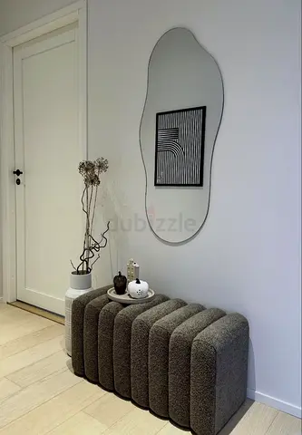Modern boucle upholstered bench