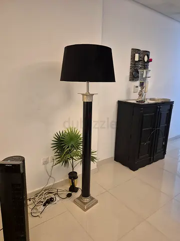 Maruna home Modern Black Floor Lamp with Silver Accents