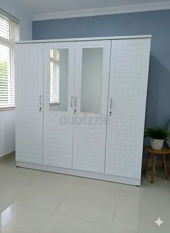 White 4-Door Wardrobe with Mirror - brand new