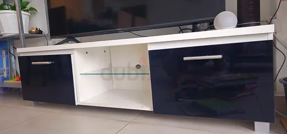 TV Entertainment Unit - White & Black, Good Condition