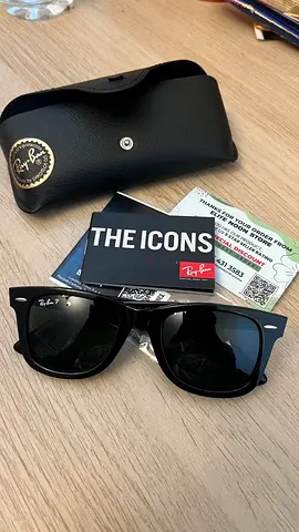Ray-Ban Wayfarer style black sunglasses with case and booklet