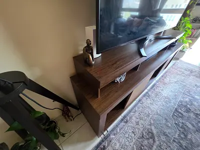 Wooden TV Entertainment Unit with Storage - Good Condition