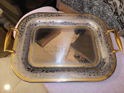 Vintage ELEGANT Silver-plated and Gold-plated 18/10 Tray | Made in Italy