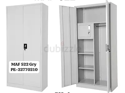 Steel Office Storage Cabinet / Locker with Shelves and Lockbox - Grey