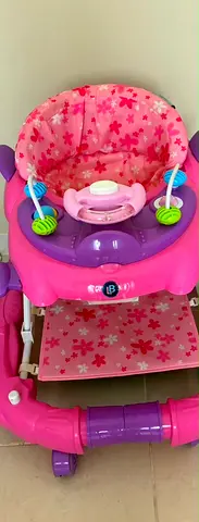 Pink Floral Baby Walker in Good Condition