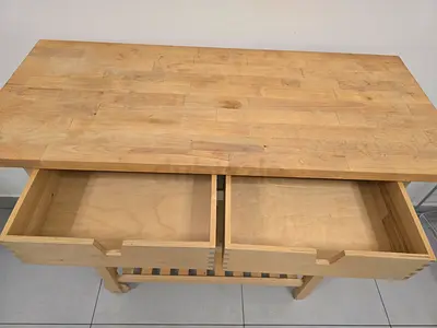 IKEA Solid light-wood kitchen trolley / small island with slatted shelf