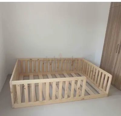 Solid Pine Toddler Daybed / Low Crib Frame - Natural Finish mattress size 90x200 any customized pos