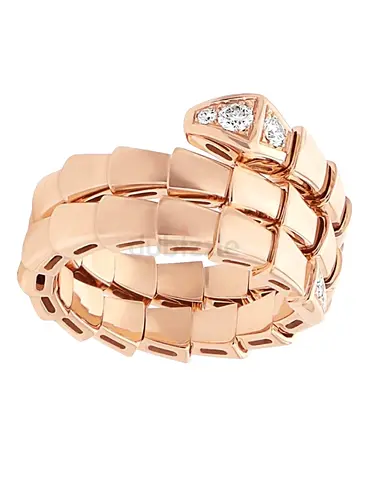 BVLGARI Serpenti Viper Ring 18 kt Rose Gold with Demi Pavé Diamonds