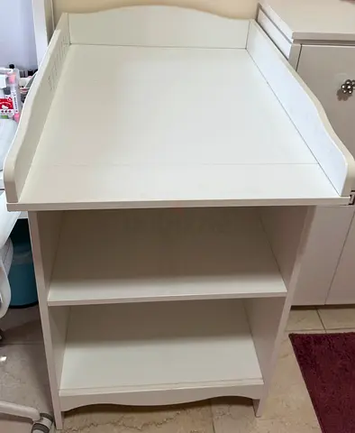 White Wooden Baby Dresser / Changing Table with Shelves