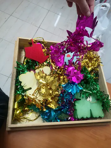 Vintage 80s Celebration Decorations with Wooden Box