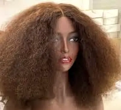 AFRO KINKY CURLY CLOSURE WIG – HONEY BROWN | 100% HUMAN HAIR (4X4 LACE)10"