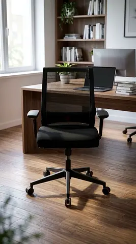 Steel Case Black Mesh Office Chair — Adjustable, Good Condition