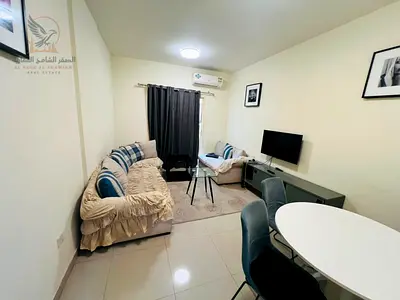 One bedroom and living room for monthly rent in Ajman brand new furnishings at a special price incl