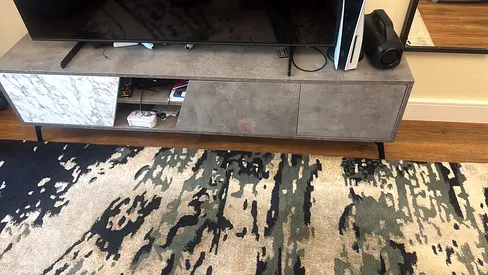 Tv table Modern abstract large area rug in neutral tones - good condition