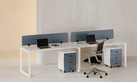 Straight Two Person Workstations With Front Acoustic Partition