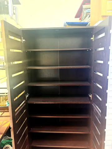 Dark wooden multi-shelf shoe rack / storage organizer (good condition)