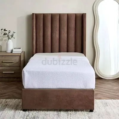 Tall wingback headboard single size velvet bed