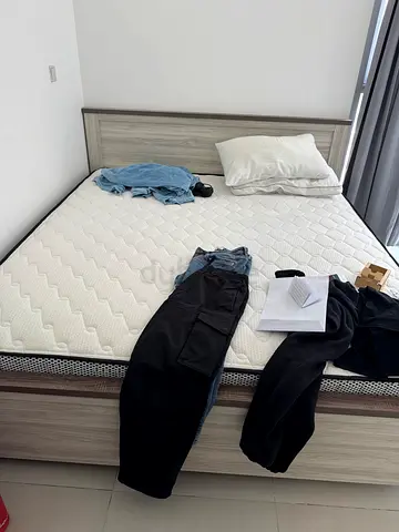 King size bed frame with mattress in good condition