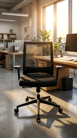 Steel Case Ergonomic Black Mesh Office Chair with Adjustable Arms and Wheels