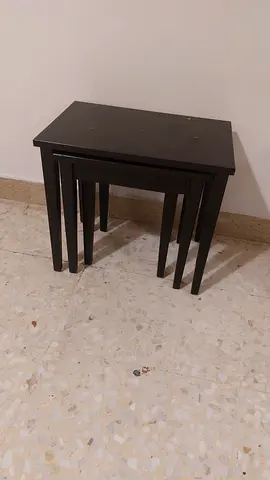 Set of 3 Dark Wood Nesting Side Tables - Compact & Sturdy