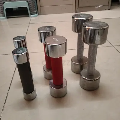 Set of chrome-coated dumbbells good condition