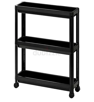 Slim 3-Tier Rolling Storage Trolley - Black IKEA