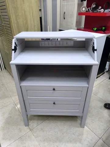 Baby changing table with flip-top and 2 drawers