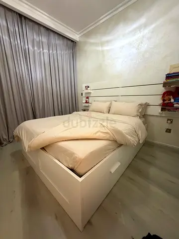 Bed frame with storage and mattress with headboard white 160x200cm